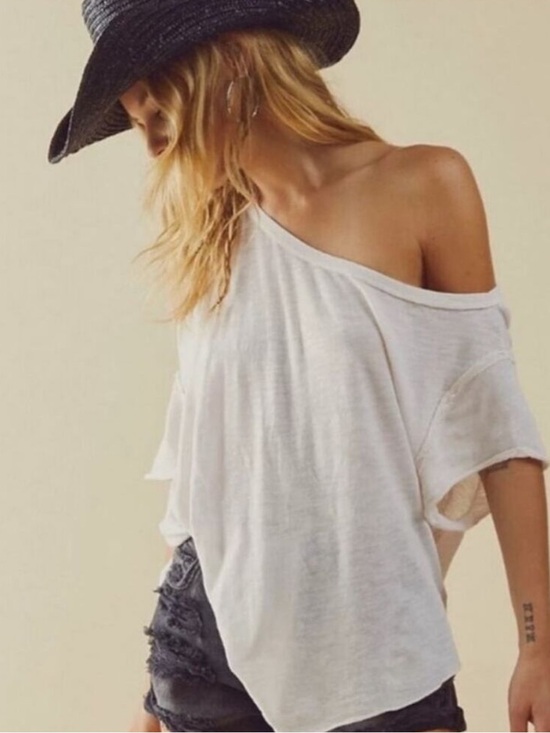Free People Tops - Free People x We the Free Care FP White U Fancy Tee Off Shoulder White T-shirt